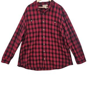 Duluth Trading Company Mens 3X Tall Buffalo Plaid Button Up Flannel Shirt